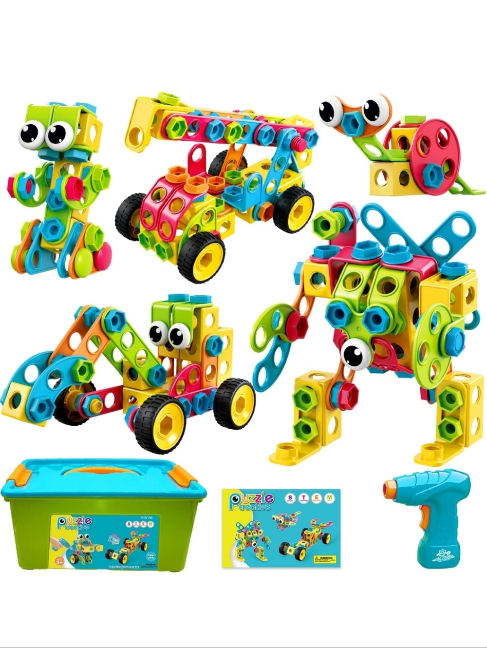 STEM Puzzle Creative Building Set with Storage Container